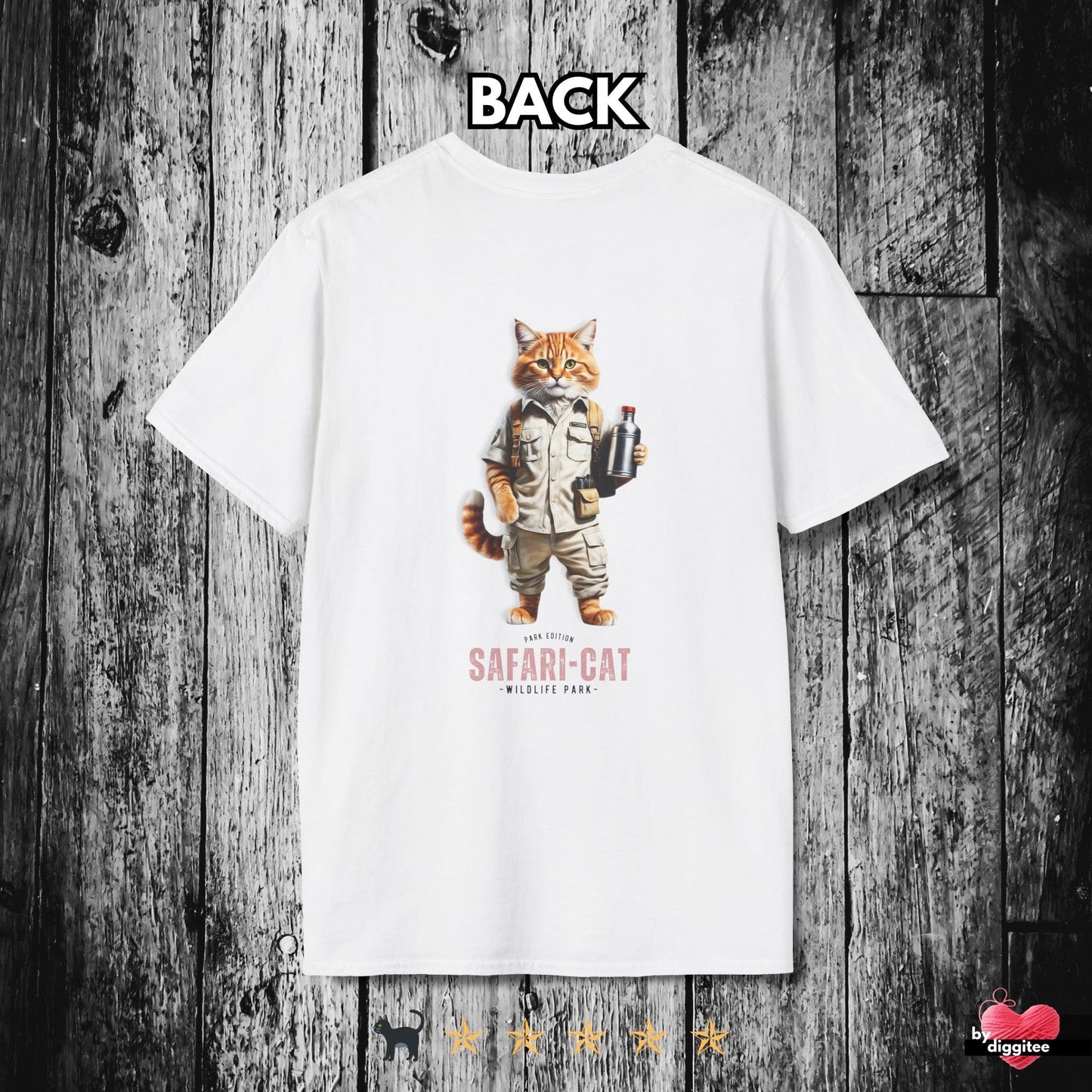 Printify T-Shirts White / XS SAFARI CAT II ๐ฏ Back Print