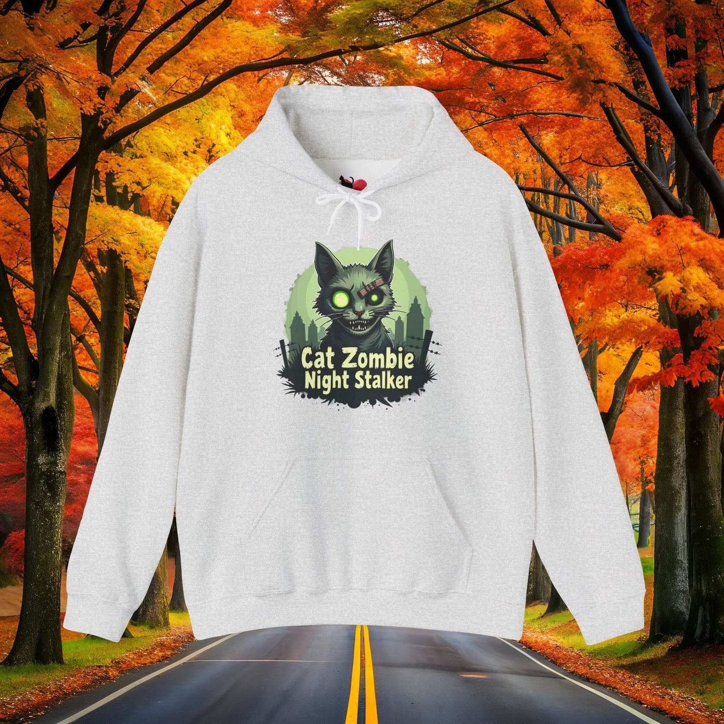 Printify Hoodie Ash / S CAT ZOMBIE 👻 SPOOKY Season 🎃 Hoodie