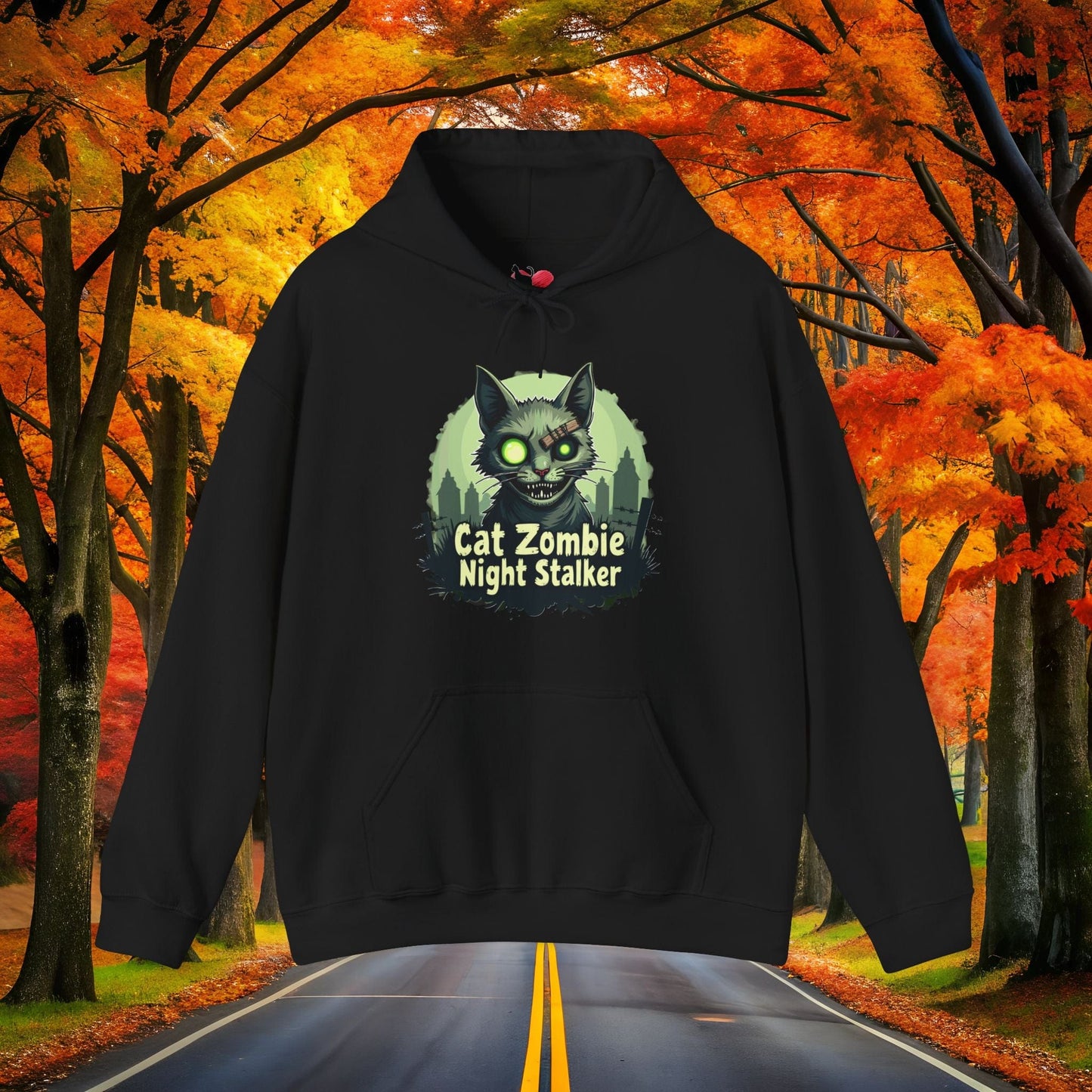 Printify Hoodie Black / S CAT ZOMBIE 👻 SPOOKY Season 🎃 Hoodie