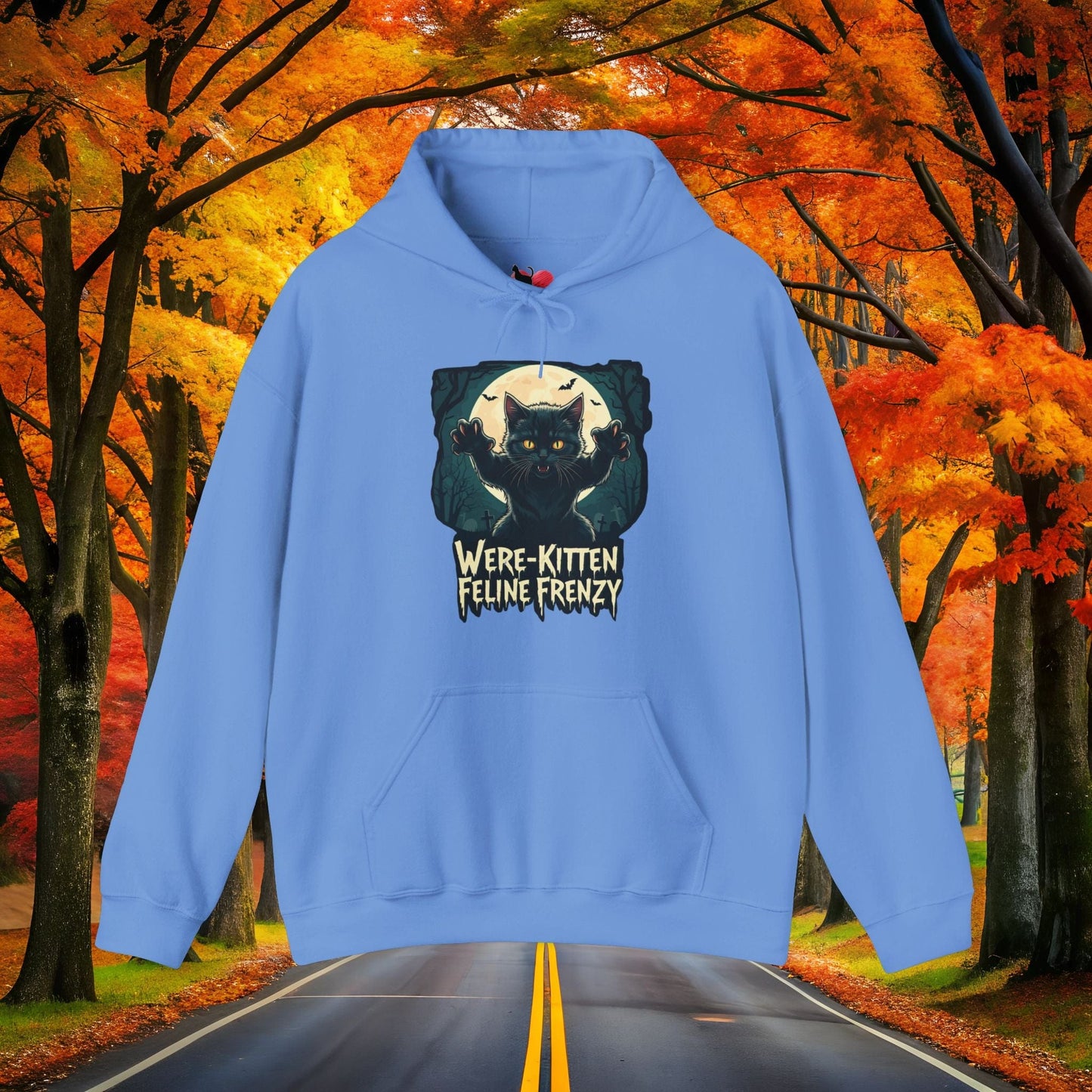 Printify Hoodie Carolina Blue / S WERE-KITTEN 👻 Spooky Season 🎃 Hoodie