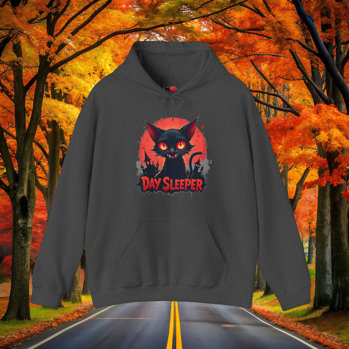 Printify Hoodie Dark Heather / S DAY SLEEPER 👻 SPOOKY Season 🎃 Hoodie