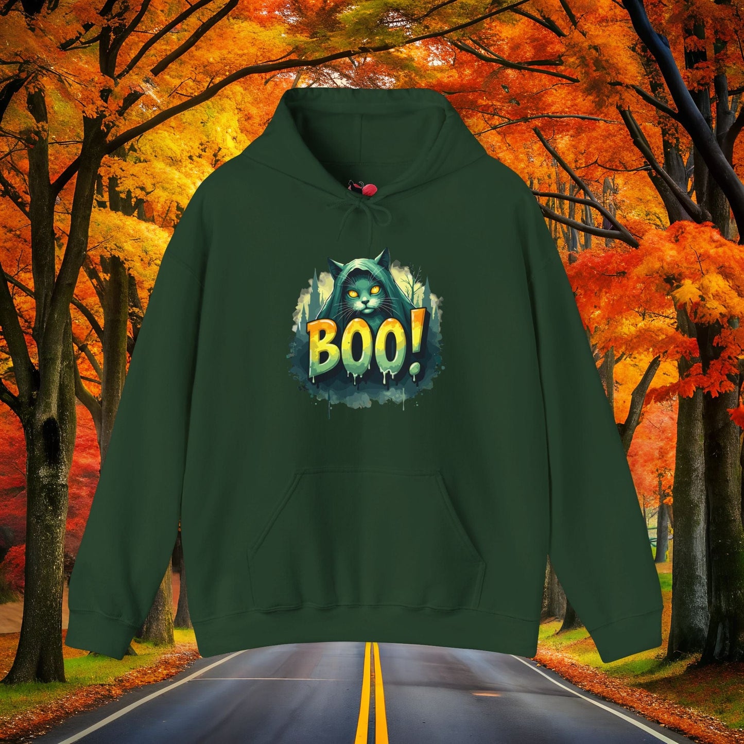 Printify Hoodie Forest Green / S BOO! 👻 SPOOKY Season 🎃 Hoodie