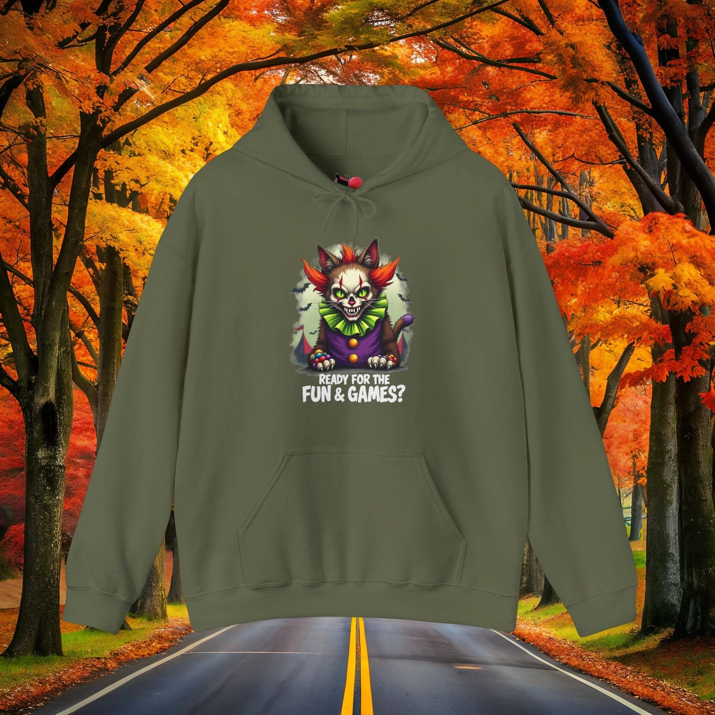 Printify Hoodie Military Green / S FUN & GAMES 👻 SPOOKY Season 🎃 Hoodie