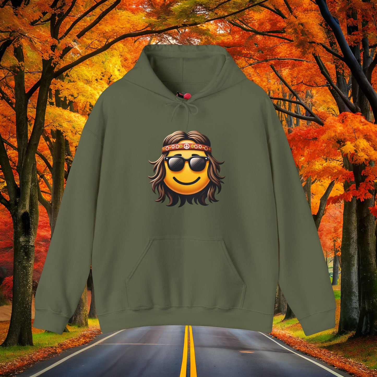 Printify Hoodie Military Green / S Hippie Fun Big Chill Hoodie