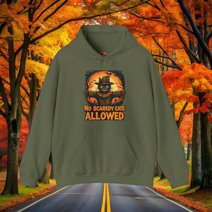 Printify Hoodie Military Green / S NO SCAREDY CATS 👻  SPOOKY Season 🎃 Hoodie