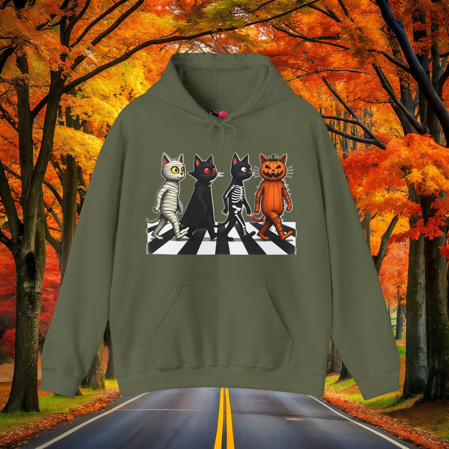 Printify Hoodie Military Green / S TABBY ROAD 👻 SPOOKY Season 🎃 Hoodie