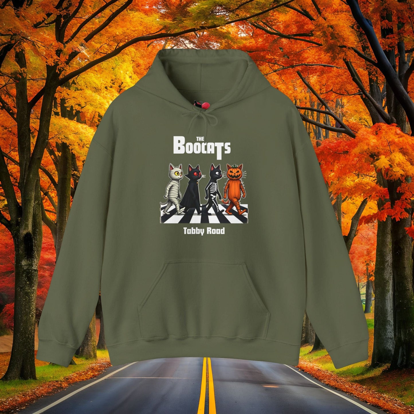 Printify Hoodie Military Green / S The BOOCATS 👻 SPOOKY Season 🎃 Hoodie