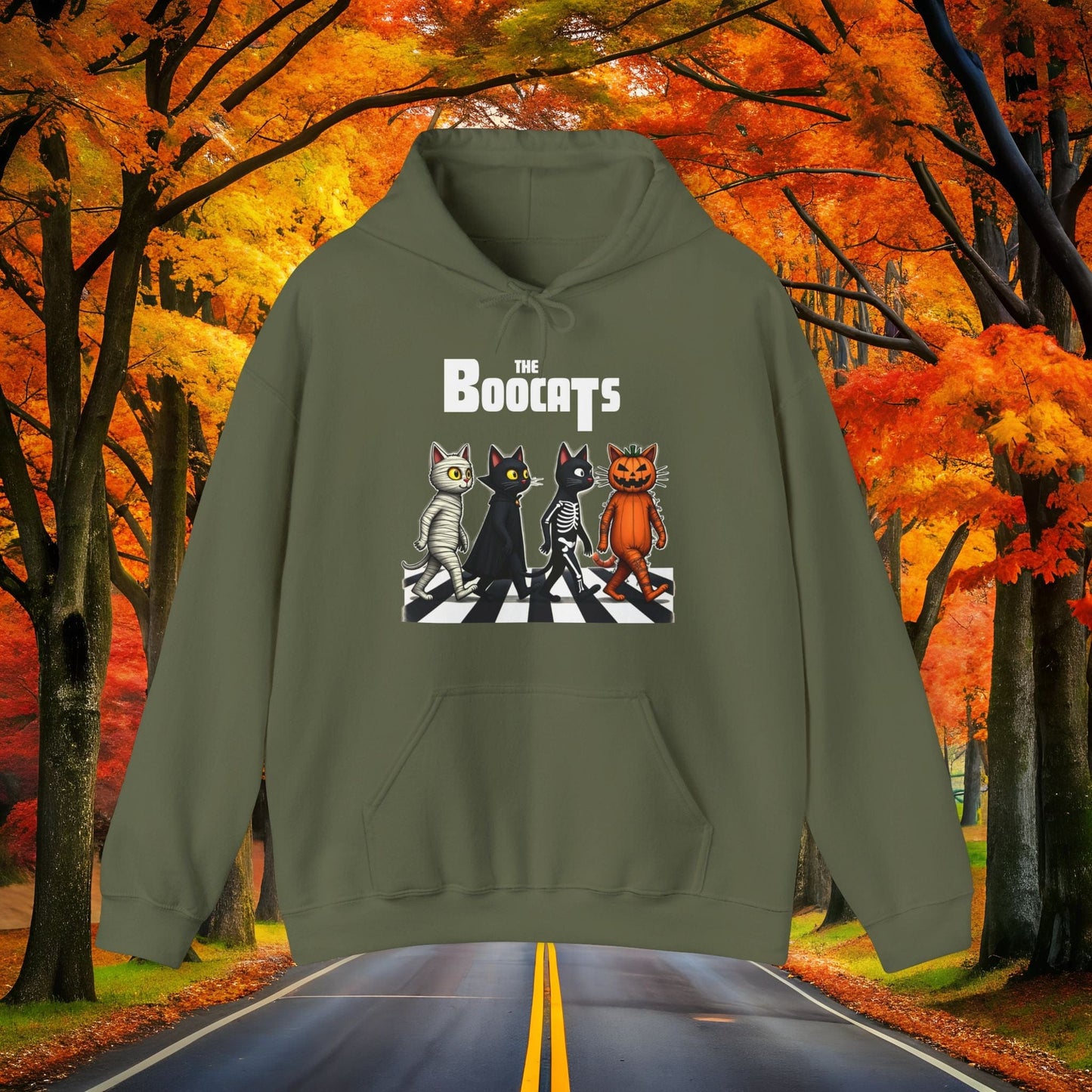 Printify Hoodie Military Green / S The BooCats 👻 SPOOKY Season 🎃 Hoodie