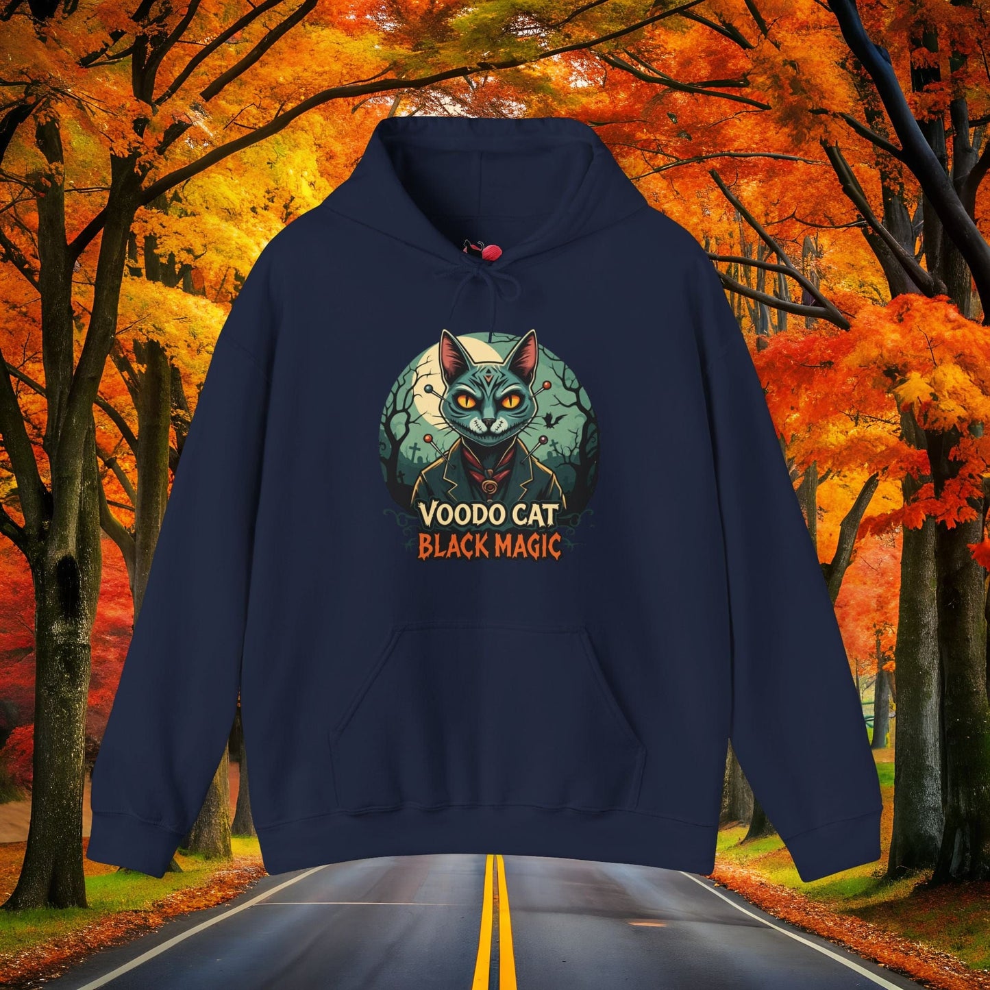 Printify Hoodie Navy / S VOODOO Cat 👻  SPOOKY Season 🎃 Hoodie