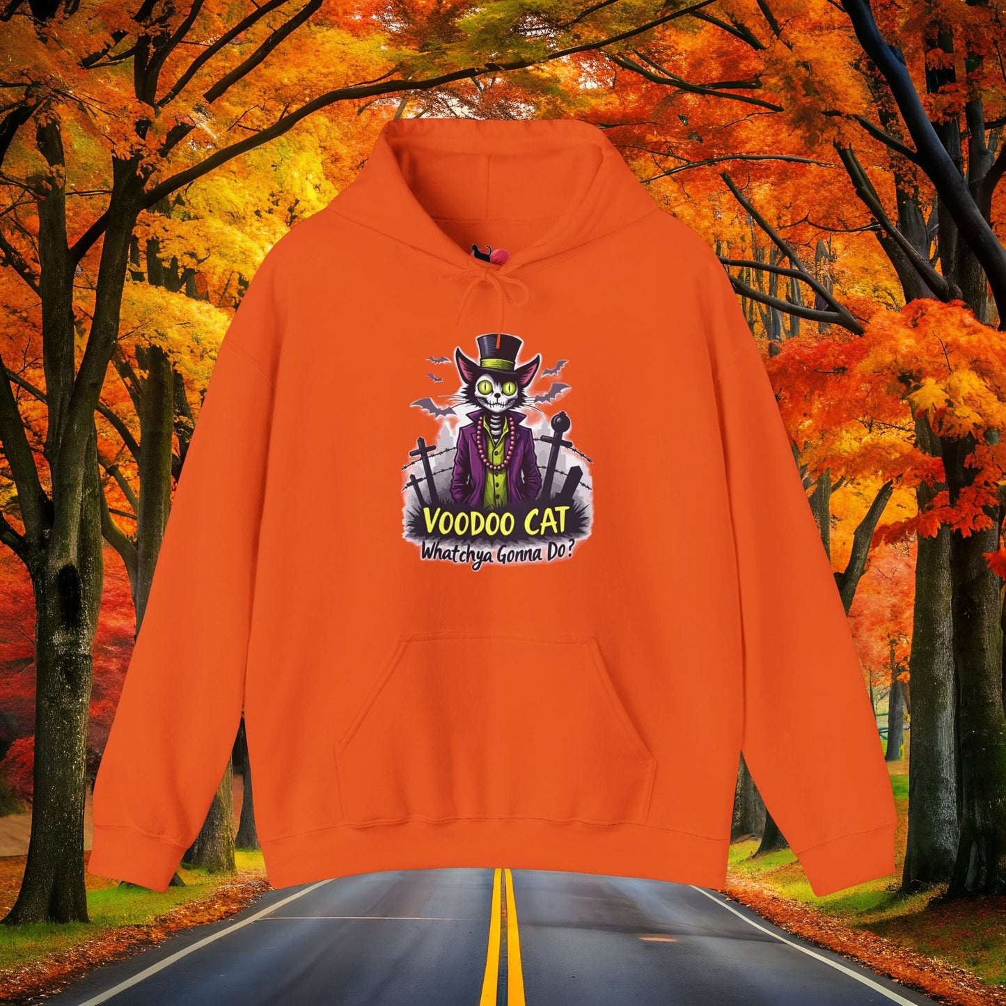 Printify Hoodie Orange / S VOODOO CAT 👻 SPOOKY Season 🎃 Hoodie