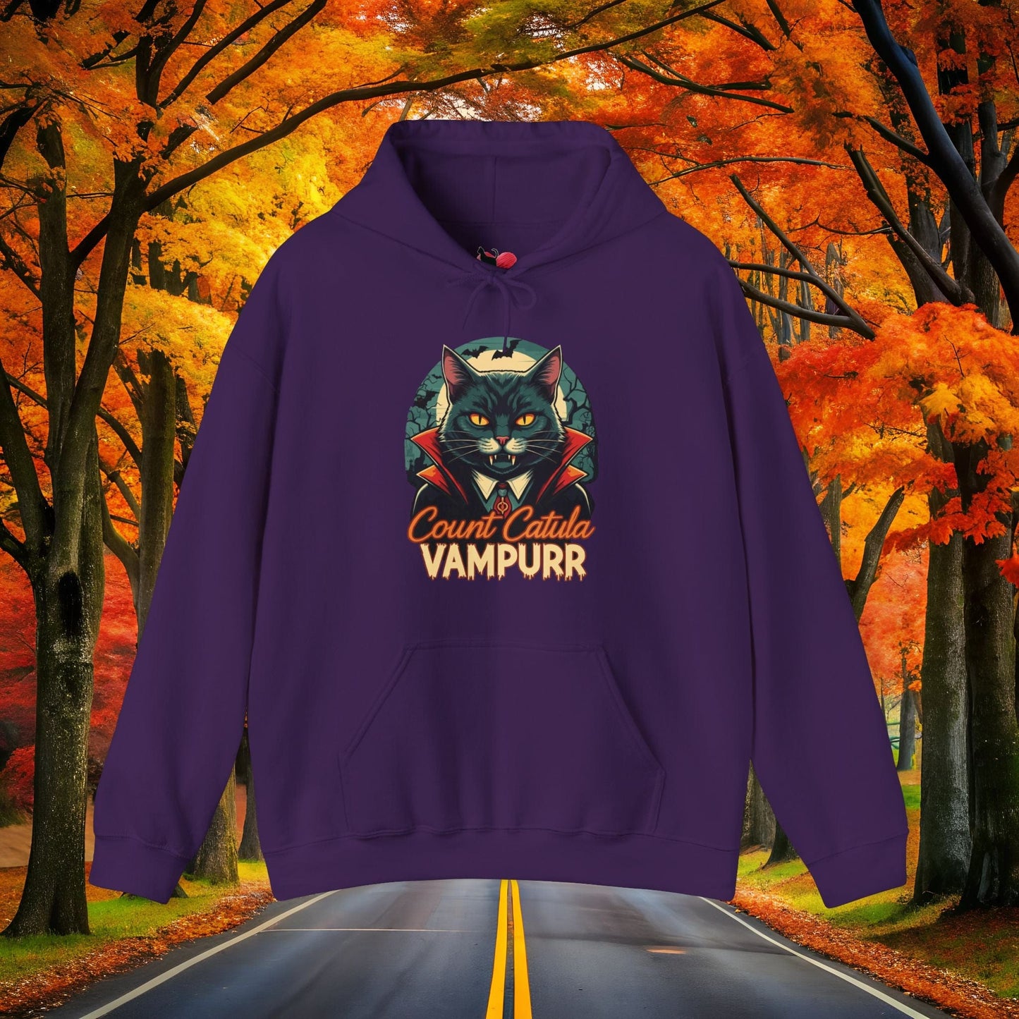 Printify Hoodie Purple / S VAMPURR 👻  SPOOKY Season 🎃 Hoodie