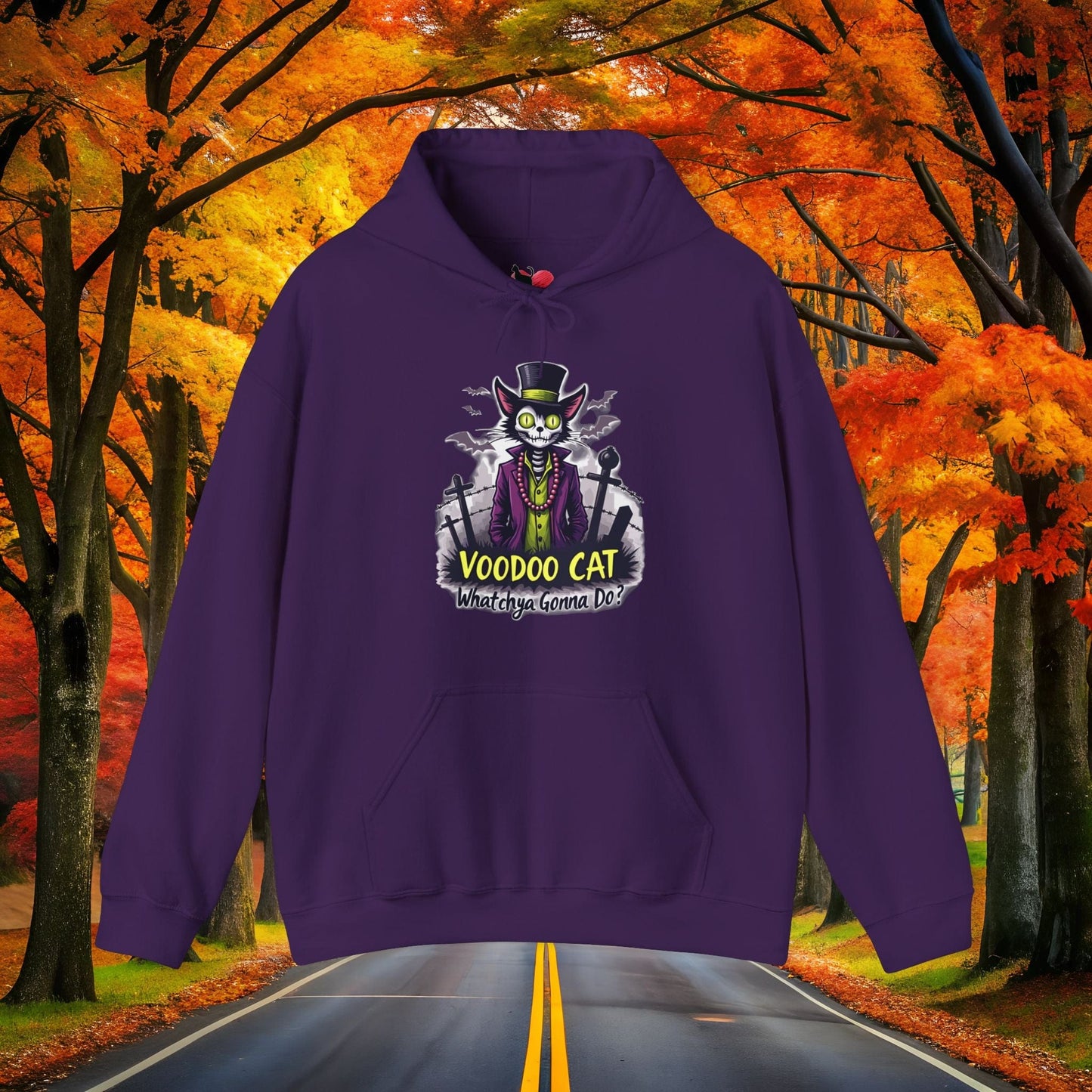 Printify Hoodie Purple / S VOODOO CAT 👻 SPOOKY Season 🎃 Hoodie