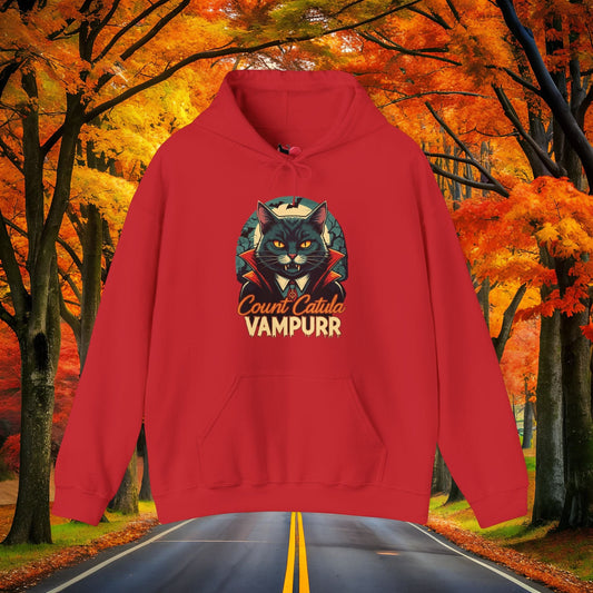 Printify Hoodie Red / S VAMPURR 👻  SPOOKY Season 🎃 Hoodie