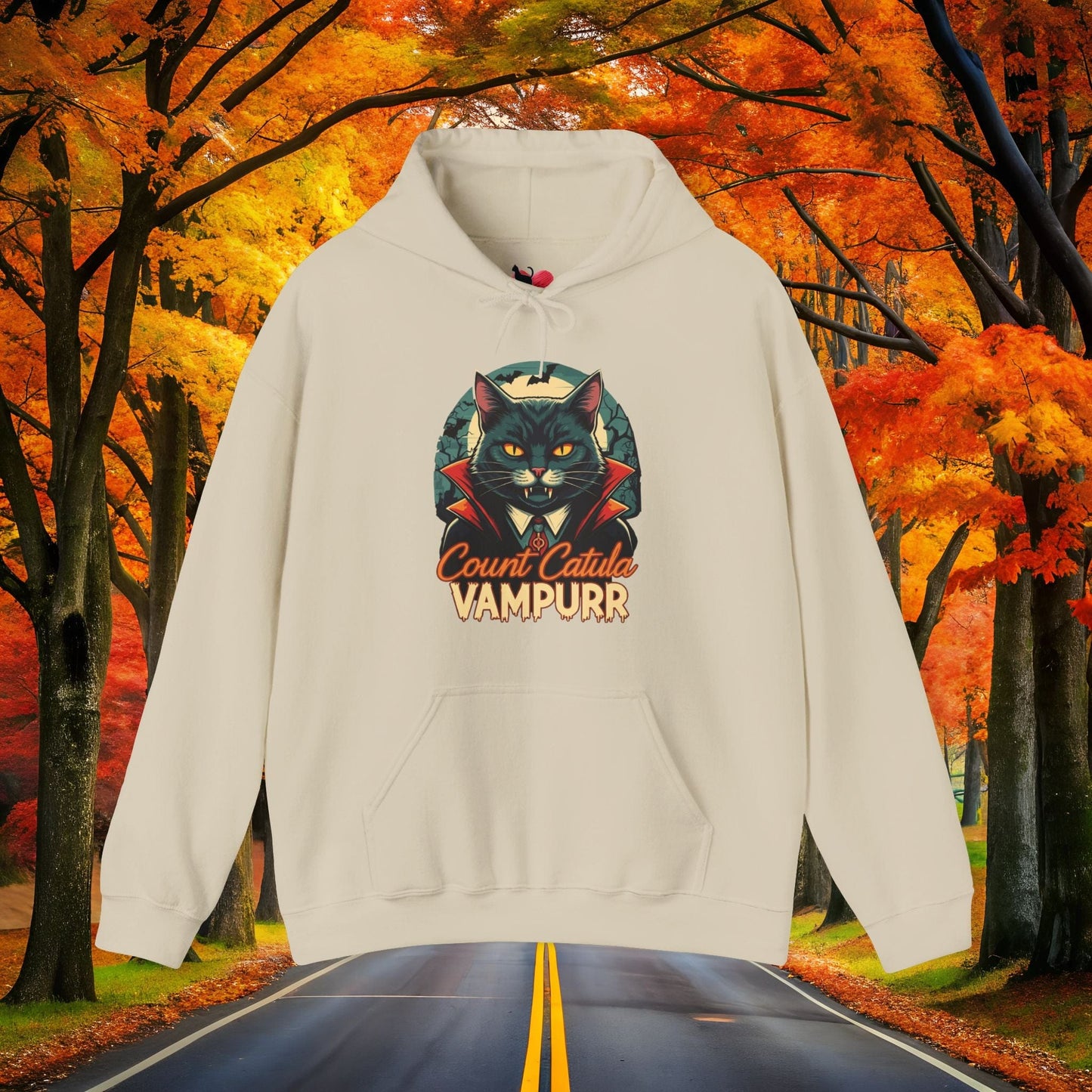 Printify Hoodie Sand / S VAMPURR 👻  SPOOKY Season 🎃 Hoodie