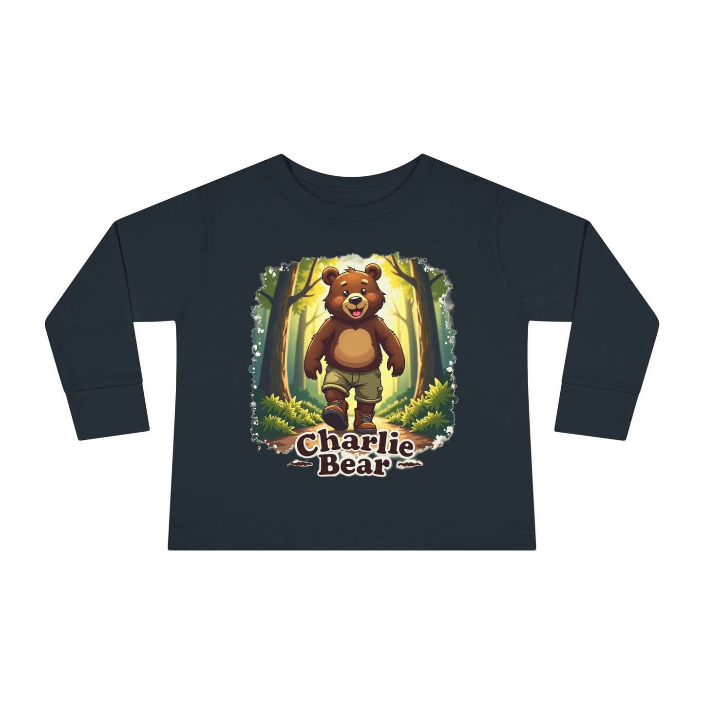 Printify Kids clothes black / 2T Charlie Bear 🐻 Toddler Long Sleeve Tee