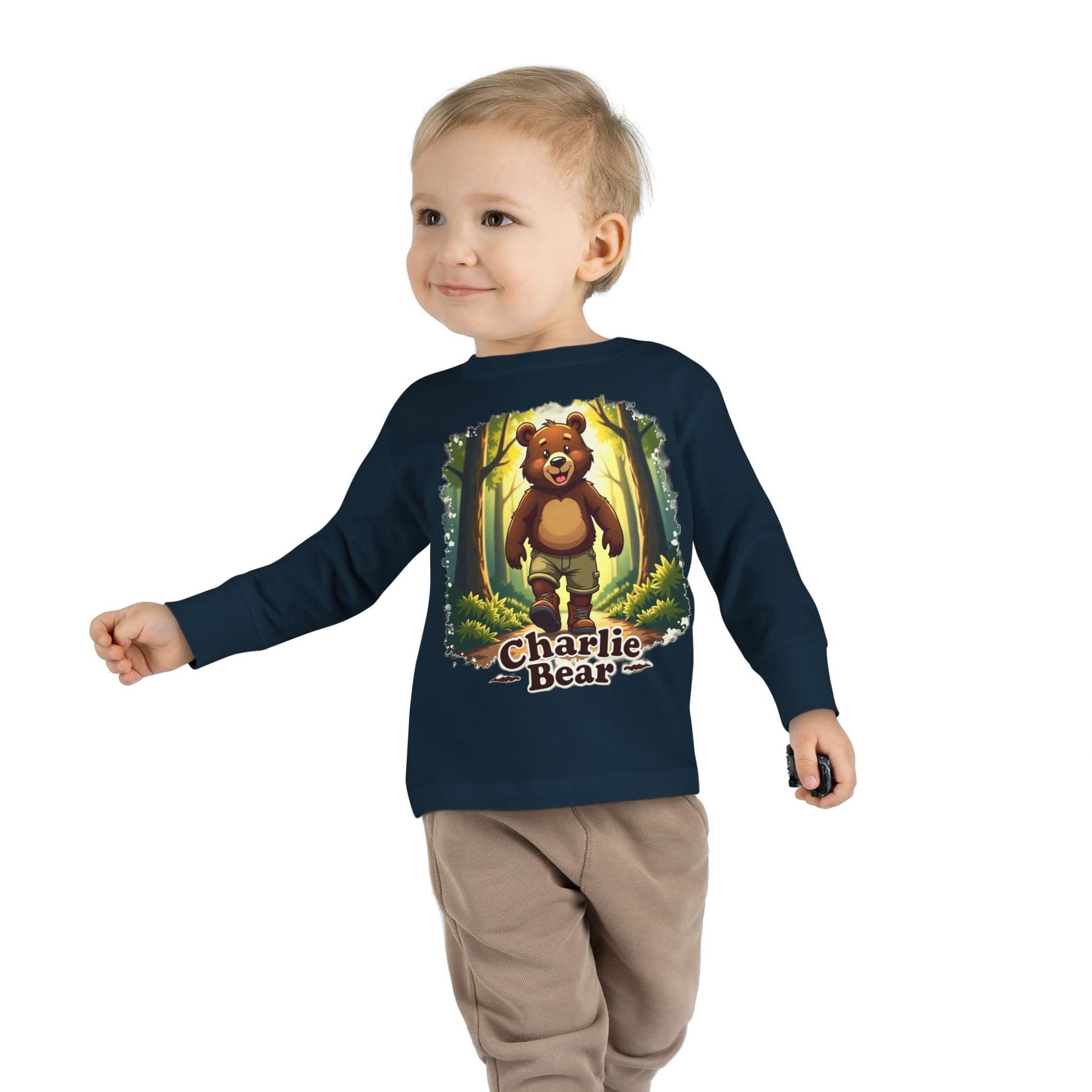 Printify Kids clothes Charlie Bear 🐻 Toddler Long Sleeve Tee