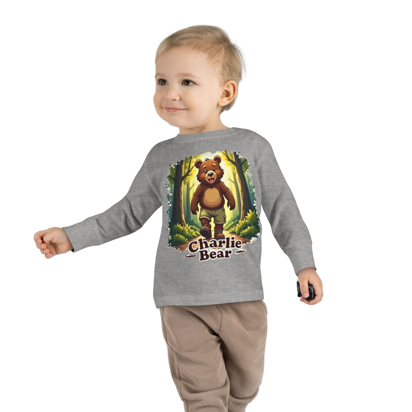 Printify Kids clothes Charlie Bear 🐻 Toddler Long Sleeve Tee