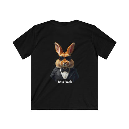 Printify Kids clothes M / Black Boss Frank Bunny Tee - Fun and Stylish Softstyle T-Shirt for Kids