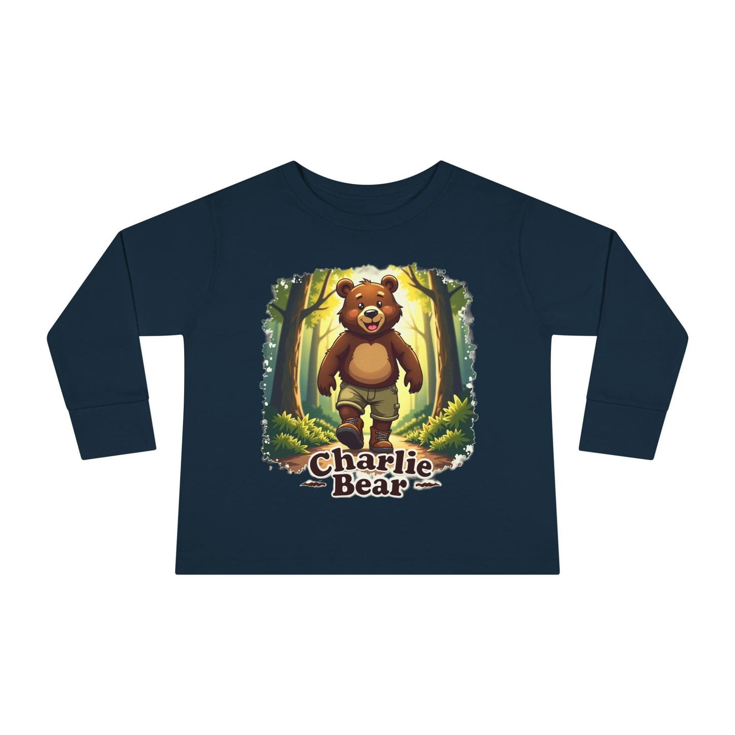 Printify Kids clothes Navy / 2T Charlie Bear 🐻 Toddler Long Sleeve Tee