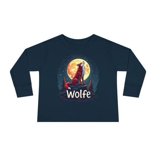 Printify Kids clothes Navy / 2T Red Wolfe 🐺 Toddler Long Sleeve Tee 