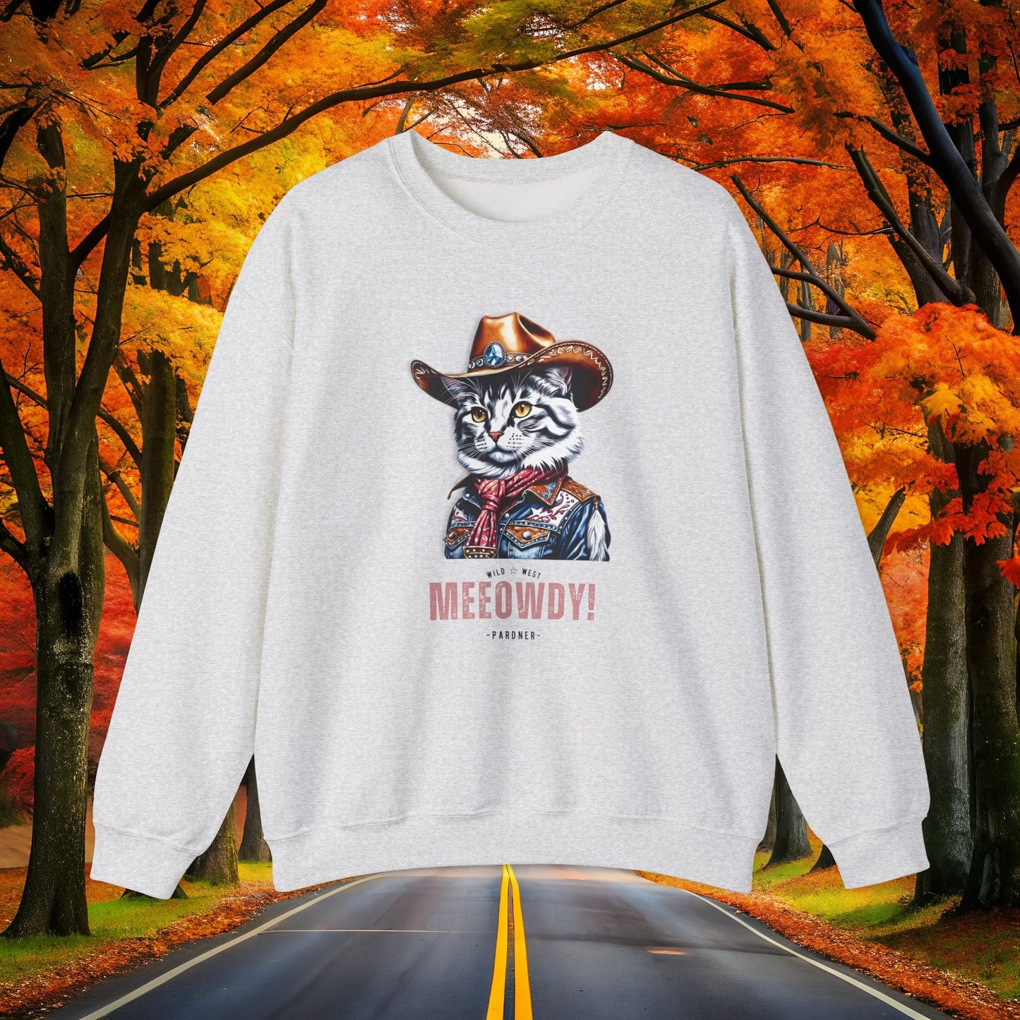 Printify Sweatshirt S / Ash MEEOWDY 🤠 WILD WEST Crewneck