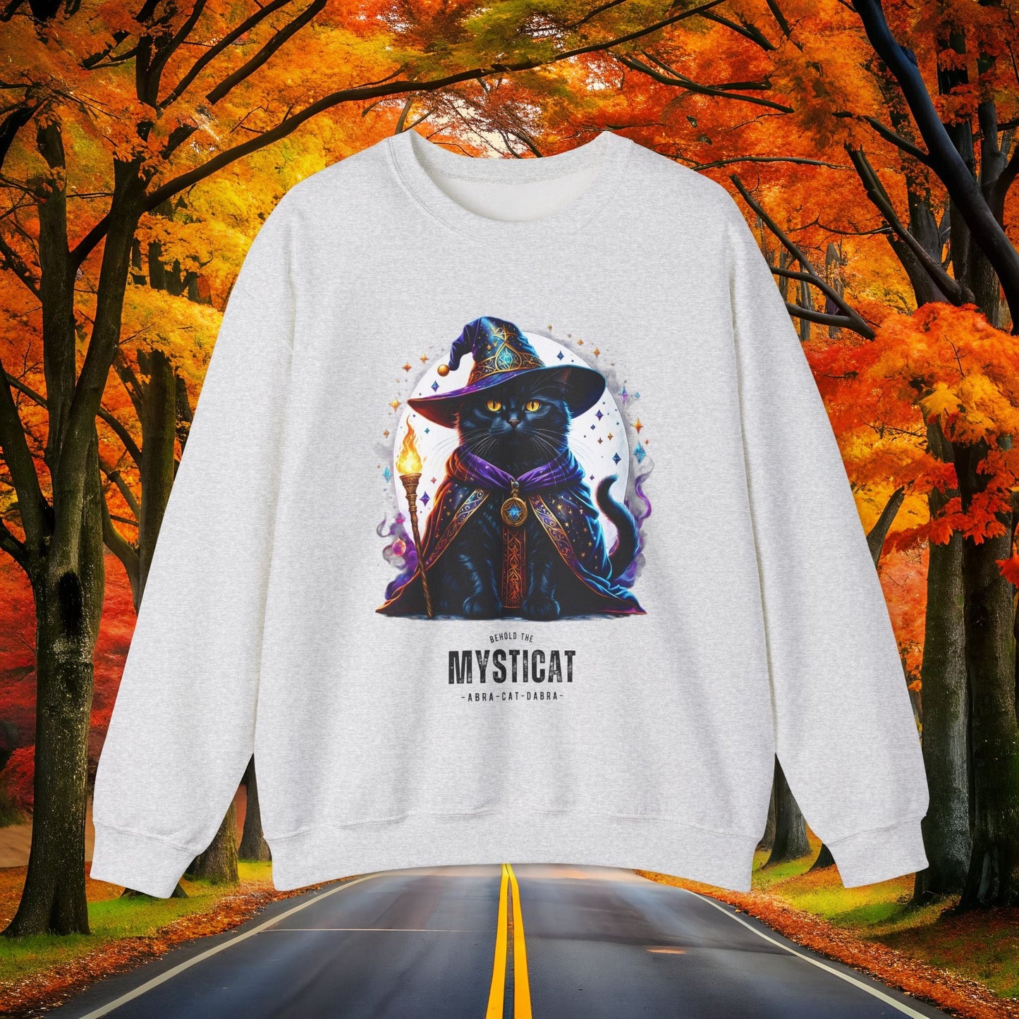 Printify Sweatshirt S / Ash MYSTIC-CAT 🪄 Vintage Crewneck