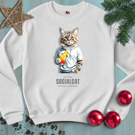 Printify Sweatshirt S / Ash SOCIAL-CAT 🍹 COCKTAILS