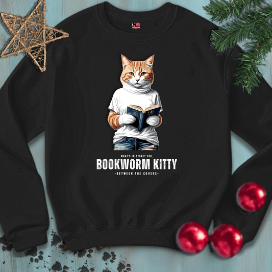 Printify Sweatshirt S / Black BOOKWORM-KITTY-BLACK-CATSONAS-READING_037b741d-24c9-45dc-8c2b-429746dce629