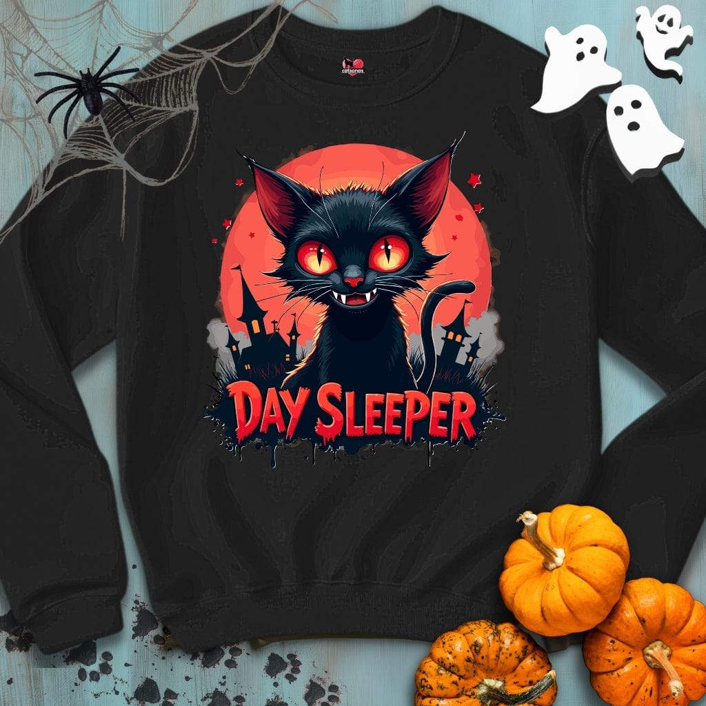 Printify Sweatshirt S / Black DAY SLEEPER Crewneck Sweatshirt 👻 SPOOKY Season 🎃 HALLOWEEN Collection