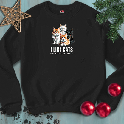 Printify Sweatshirt S / Black I-LIKE-CATS-3OWNERS-BLACK-CATSONAS_b4e05c57-6ca1-4f87-9fb7-080c8fe438b2