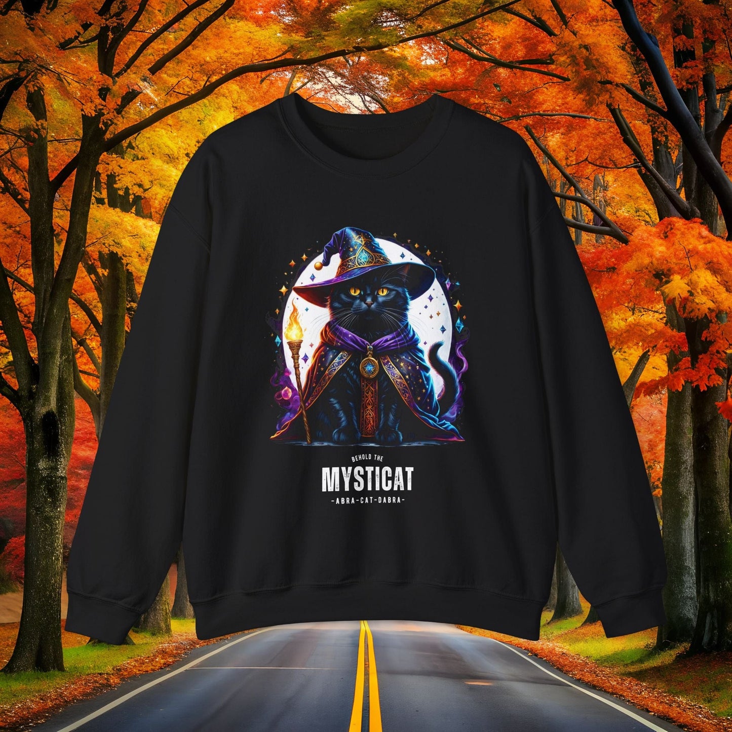 Printify Sweatshirt S / Black MYSTIC-CAT 🪄 Vintage Crewneck