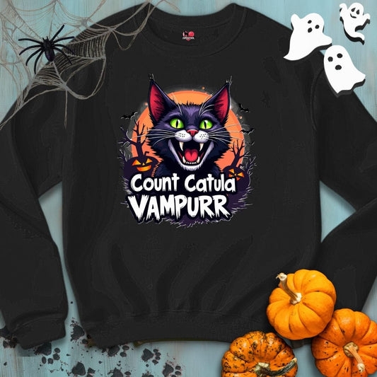 Printify Sweatshirt S / Black VAMPURR  Crewneck Sweatshirt 👻 SPOOKY Season 🎃 HALLOWEEN Collection