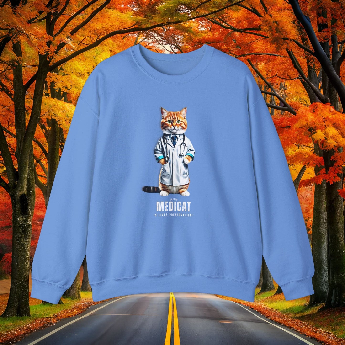 Printify Sweatshirt S / Carolina Blue MEDICAT 🚑 9 LIVES Crewneck