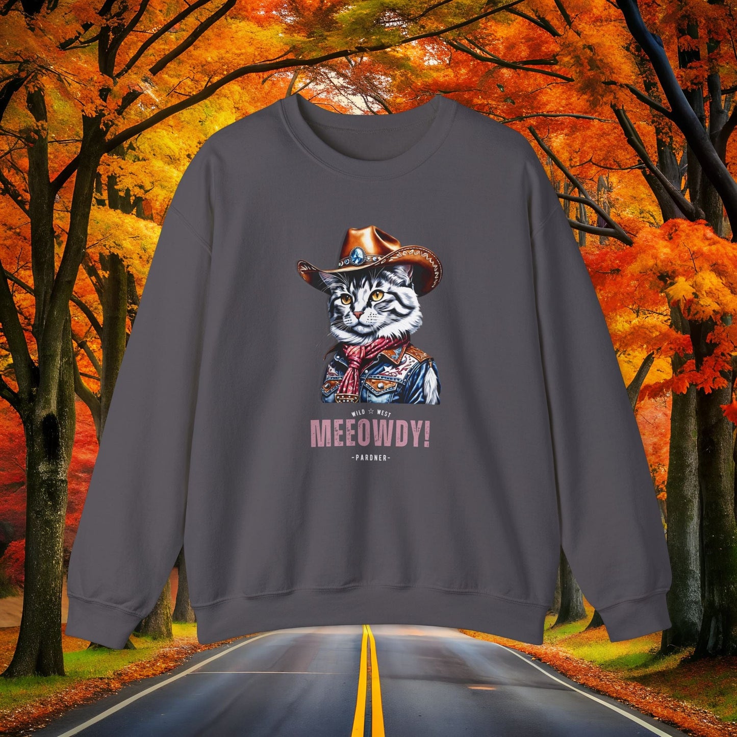 Printify Sweatshirt S / Charcoal MEEOWDY 🤠 WILD WEST Crewneck