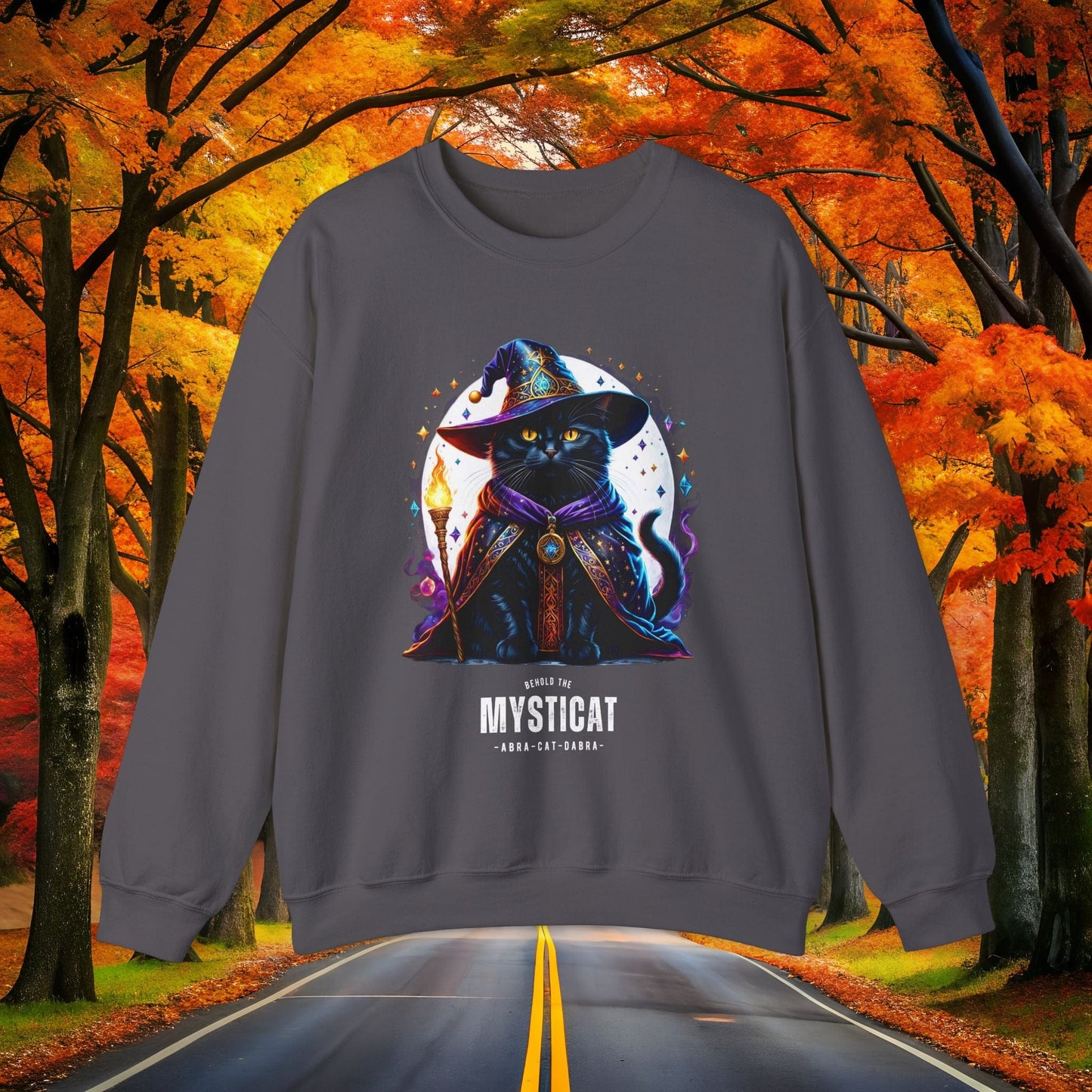 Printify Sweatshirt S / Charcoal MYSTIC-CAT 🪄 Vintage Crewneck