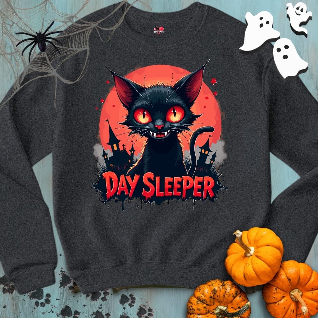 Printify Sweatshirt S / Dark Heather DAY SLEEPER Crewneck Sweatshirt 👻 SPOOKY Season 🎃 HALLOWEEN Collection