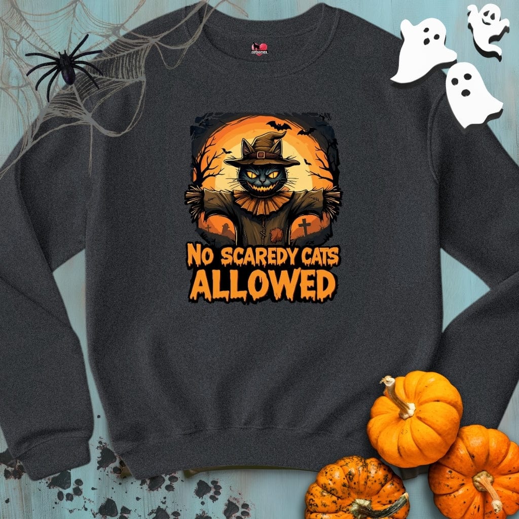 Printify Sweatshirt S / Dark Heather No-SCAREDY-CATS  🎃 Crewneck