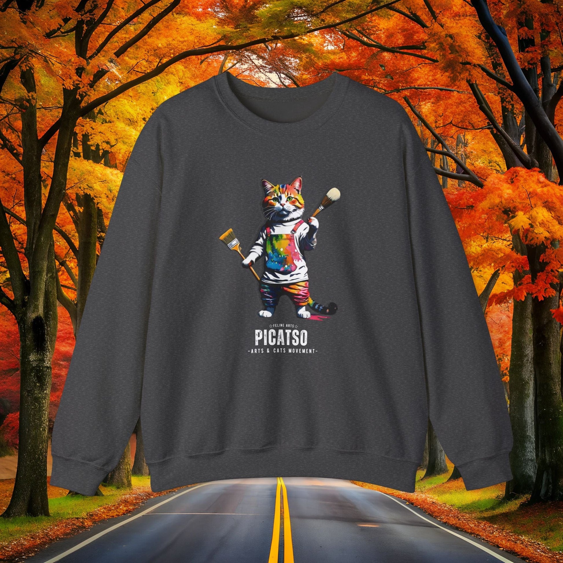 Printify Sweatshirt S / Dark Heather PICATSO 🎨 DEEP SHADES Fall Crewneck