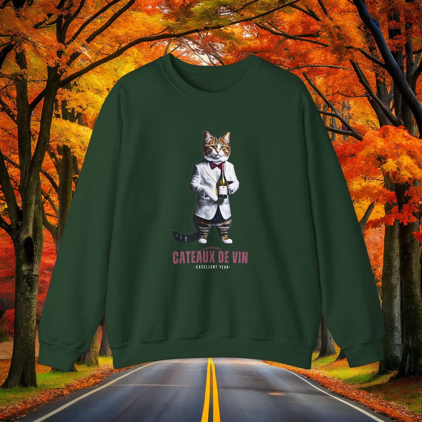 Printify Sweatshirt S / Forest Green CATEAUX DE VIN 🍷 Vintage Crewneck