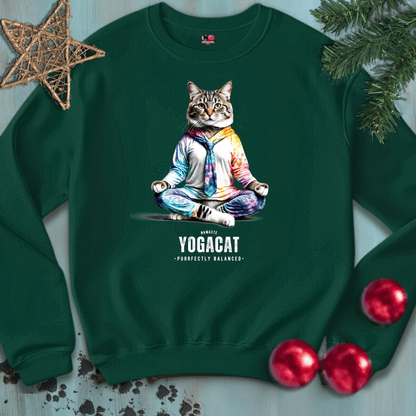 Printify Sweatshirt S / Forest Green YOGA-CAT-COLORS-CATSONAS-NAMASTE-SHADOW_7e8d3143-4873-4acb-b952-ec43be87f40a