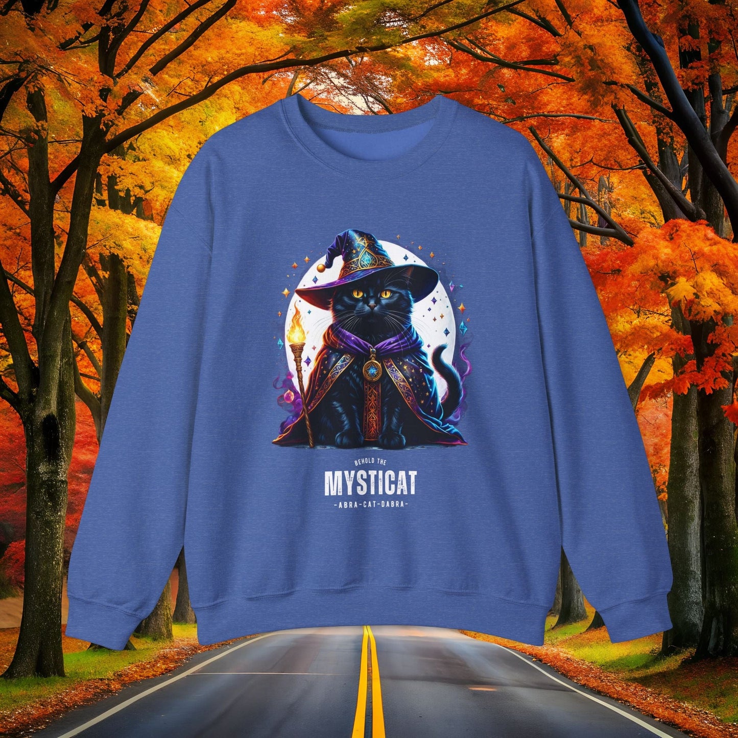 Printify Sweatshirt S / Heather Sport Royal MYSTIC-CAT 🪄 Vintage Crewneck