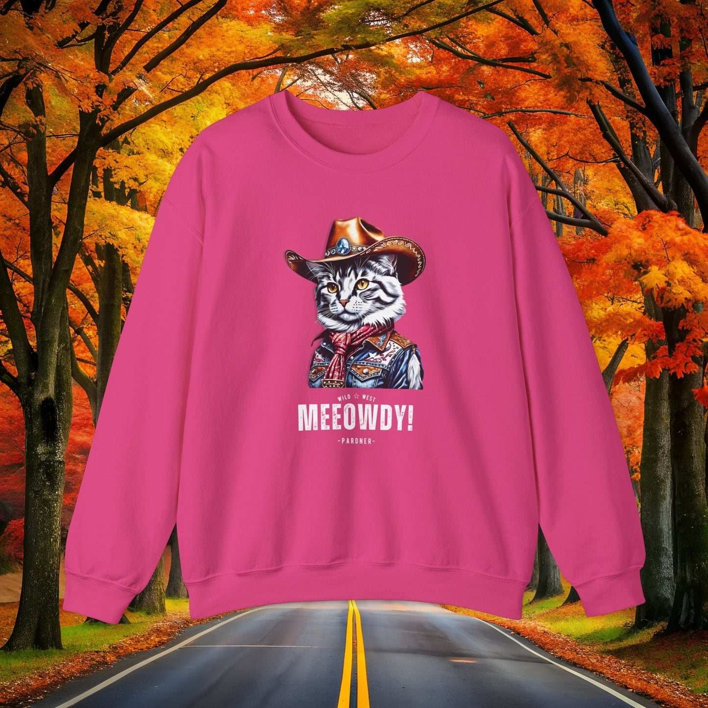 Printify Sweatshirt S / Heliconia MEEOWDY 🤠 WILD WEST Crewneck