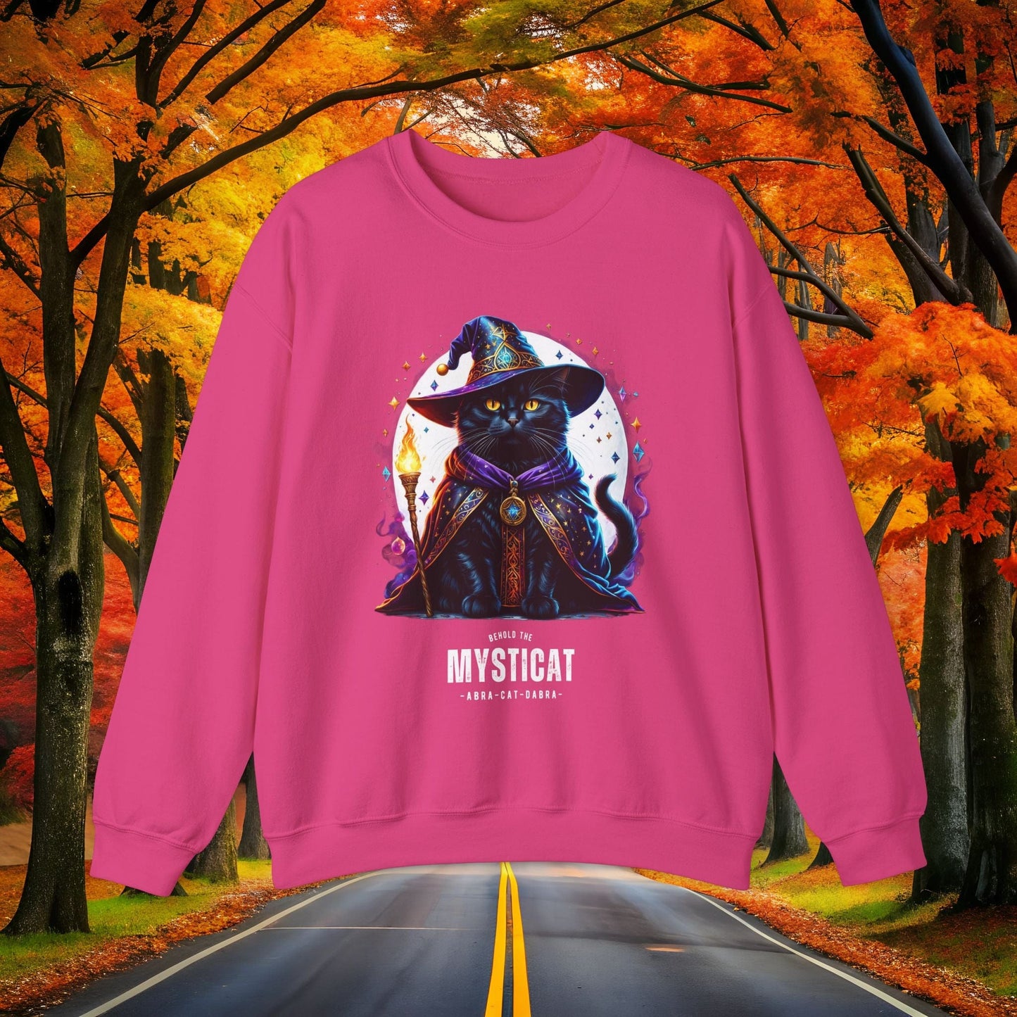 Printify Sweatshirt S / Heliconia MYSTIC-CAT 🪄 Vintage Crewneck