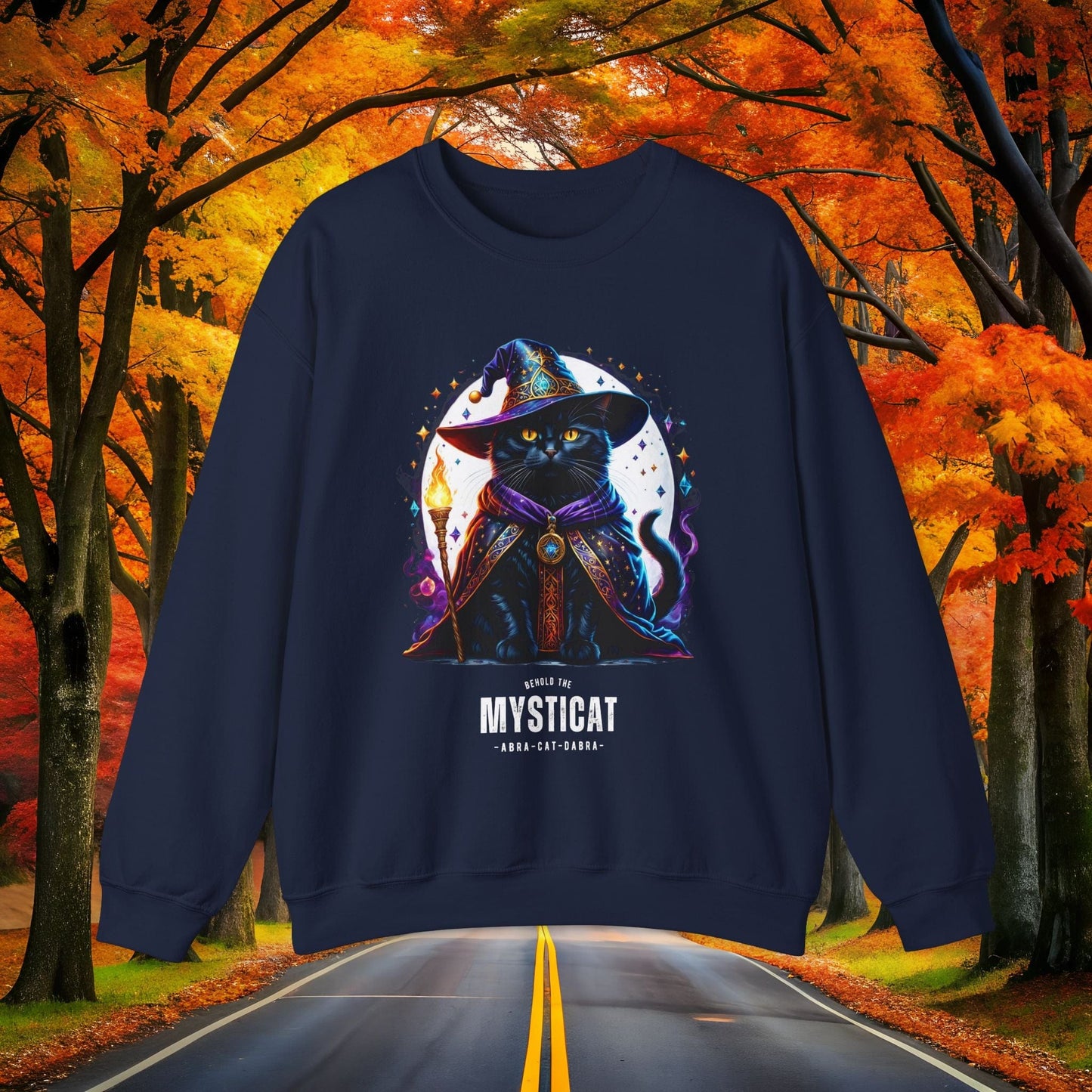 Printify Sweatshirt S / Navy MYSTIC-CAT 🪄 Vintage Crewneck