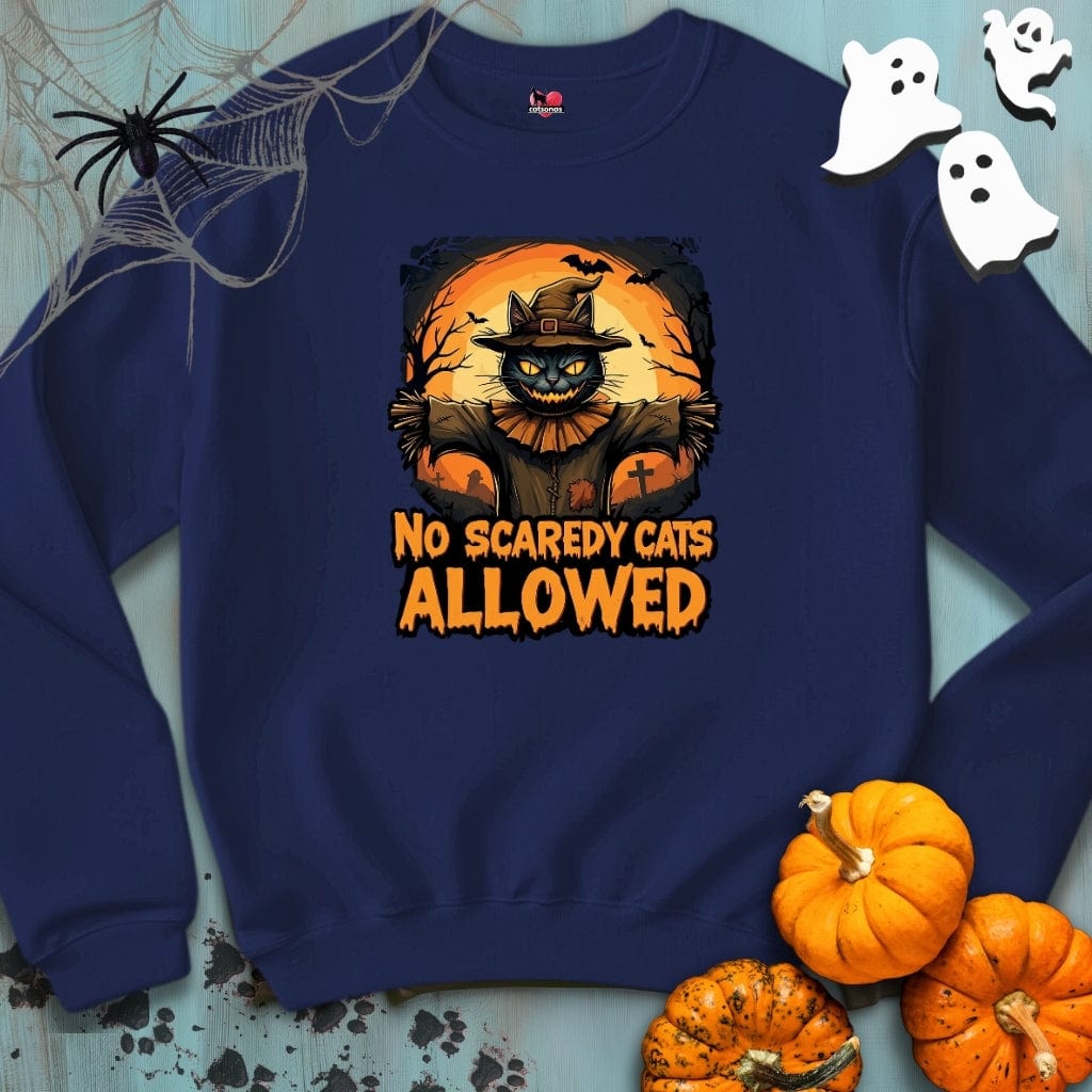 Printify Sweatshirt S / Navy No-SCAREDY-CATS  🎃 Crewneck