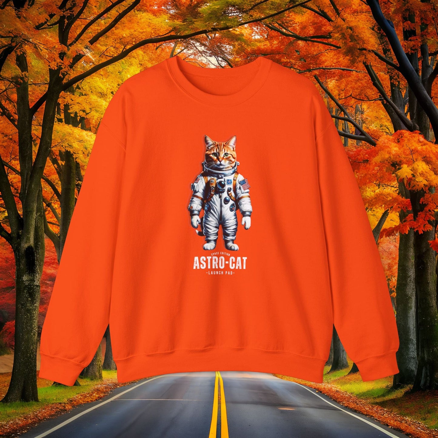 Printify Sweatshirt S / Orange ASTRO-CAT 🚀 GALAXY Crewneck