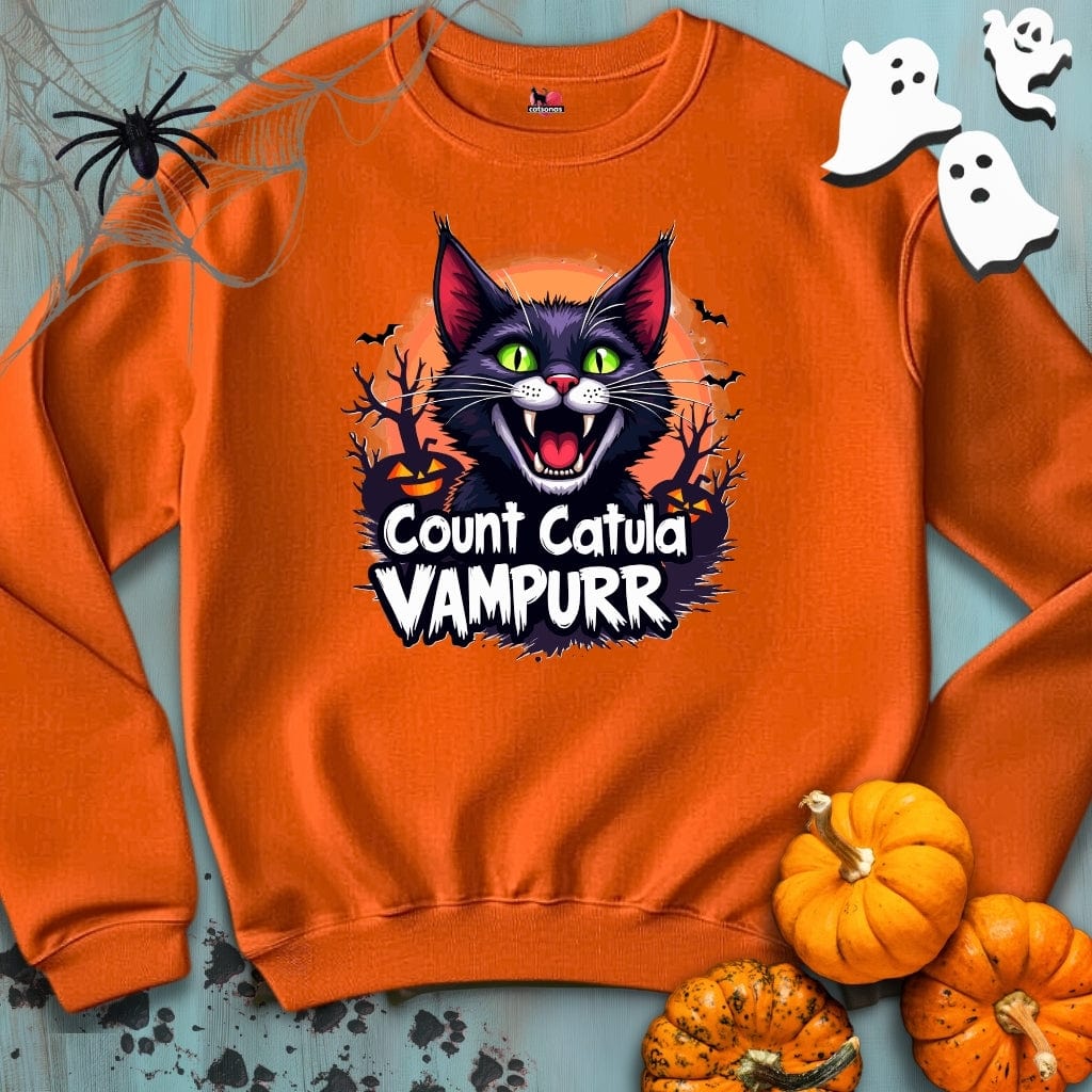 Printify Sweatshirt S / Orange VAMPURR  Crewneck Sweatshirt 👻 SPOOKY Season 🎃 HALLOWEEN Collection