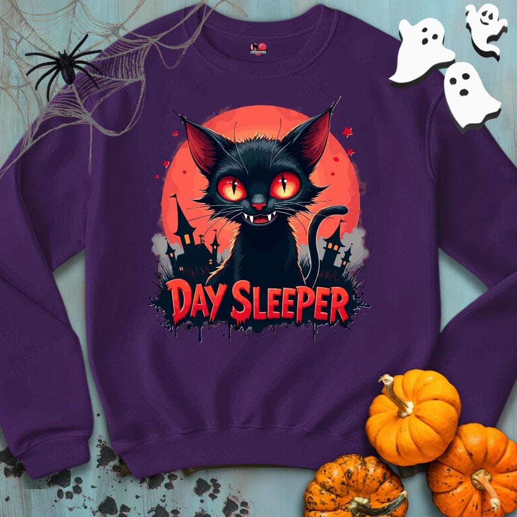 Printify Sweatshirt S / Purple DAY SLEEPER Crewneck Sweatshirt 👻 SPOOKY Season 🎃 HALLOWEEN Collection