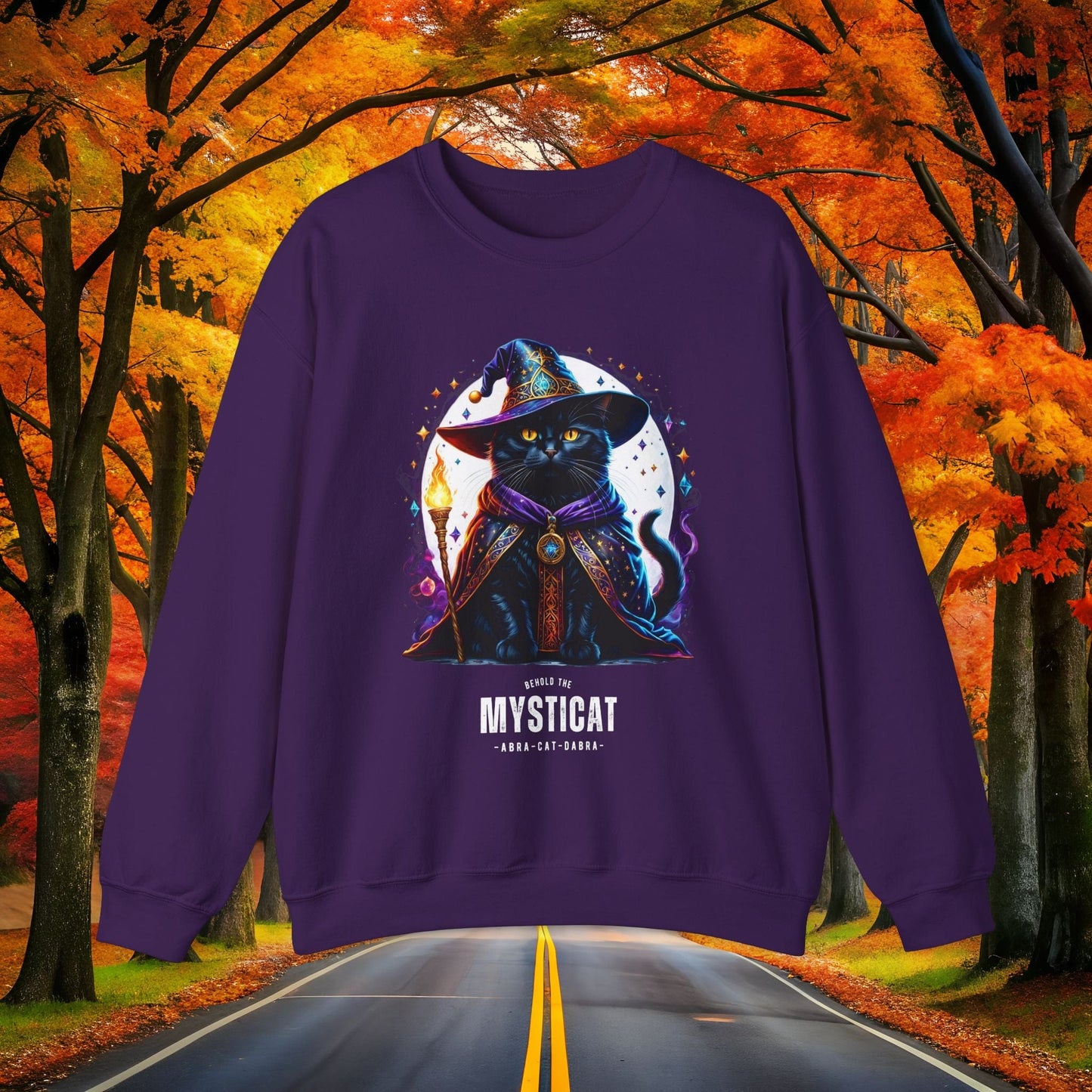 Printify Sweatshirt S / Purple MYSTIC-CAT 🪄 Vintage Crewneck