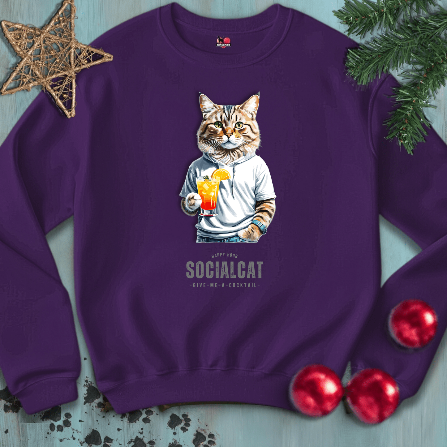 Printify Sweatshirt S / Purple SOCIAL-CAT 🍹 COCKTAILS